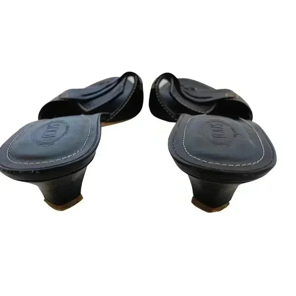 Tod's y2k Vintage Dark Brown Leather Kitten Heels Silver Ring Women's Size 7.5 - Picture 4 of 12